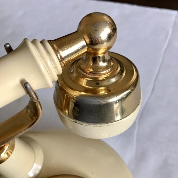 Western Electric Vintage‎ Push Button Telephone Cream Ivory & Brass Mid Century - Picture 8 of 10